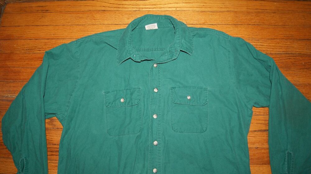 Vintage Five Brother Green Work Flannel Mens XL Long Sleeve Shirt Heavy Cotton